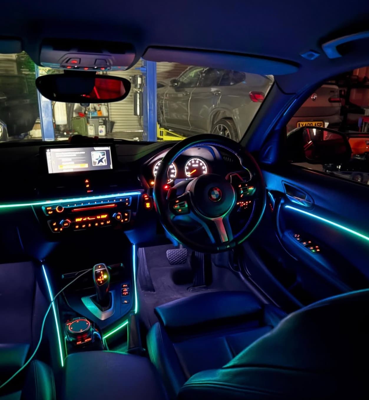 Cabin lit in teal on a six zone kit