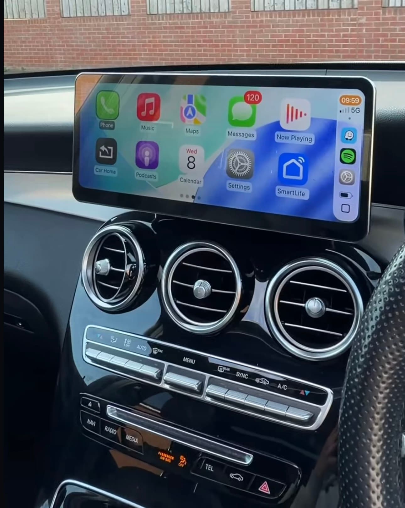 CarPlay running on a Mercedes screen